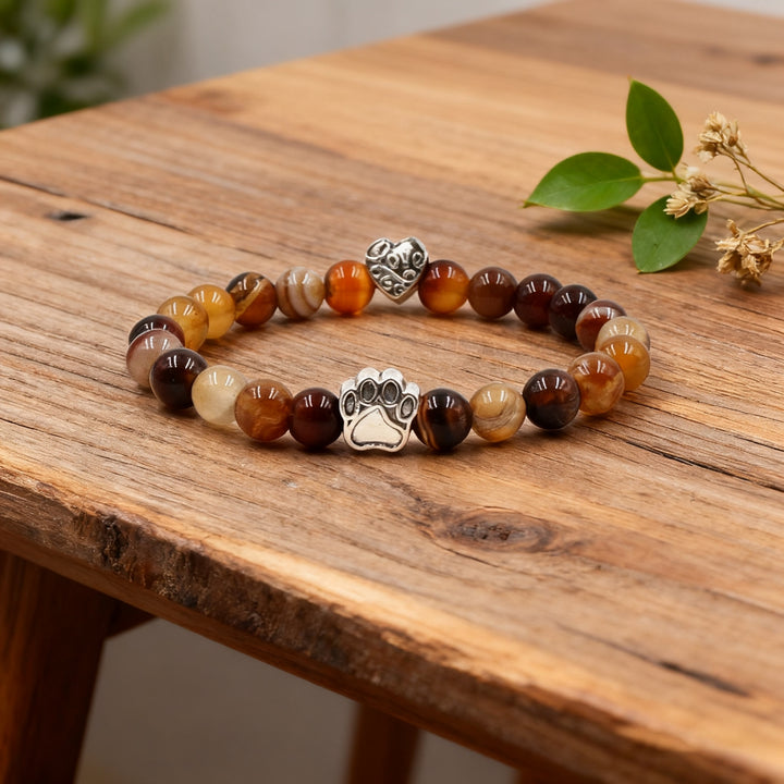 Natural Gemstones Dog/Cat Paw Bracelet