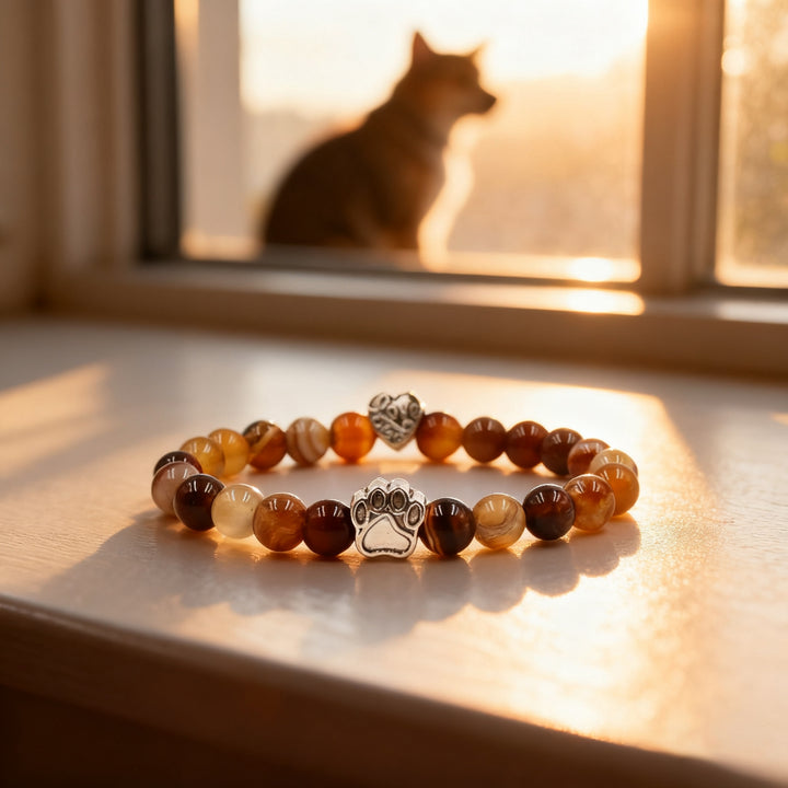 Natural Gemstones Dog/Cat Paw Bracelet