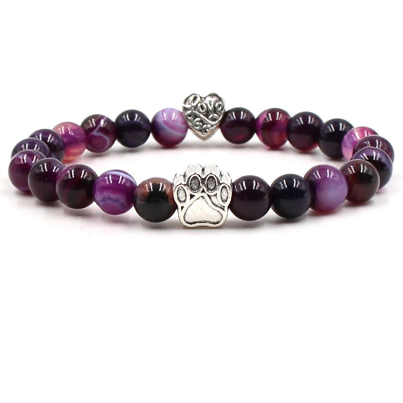 Natural Gemstones Dog/Cat Paw Bracelet Purple