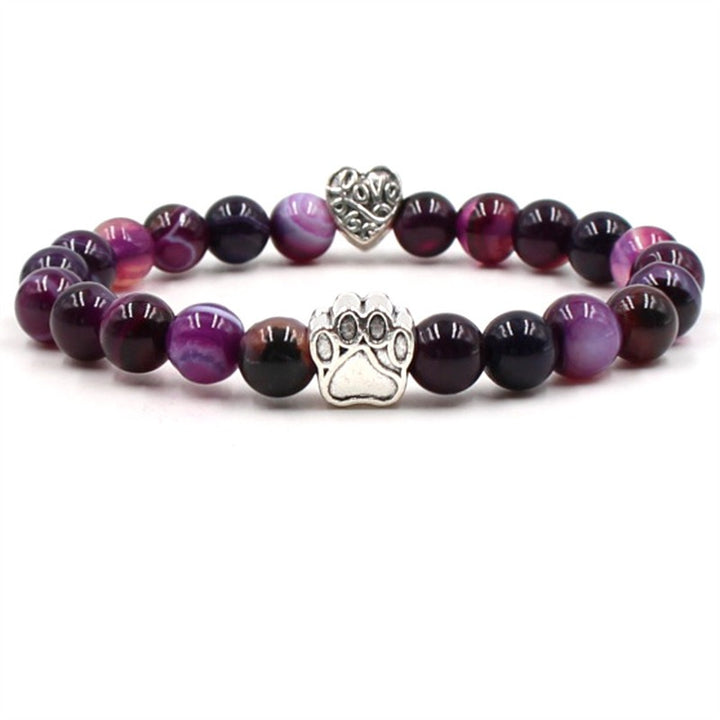 Natural Gemstones Dog/Cat Paw Bracelet Purple