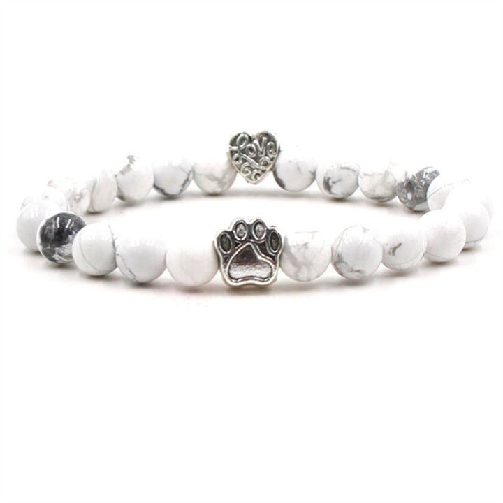 Natural Gemstones Dog/Cat Paw Bracelet White