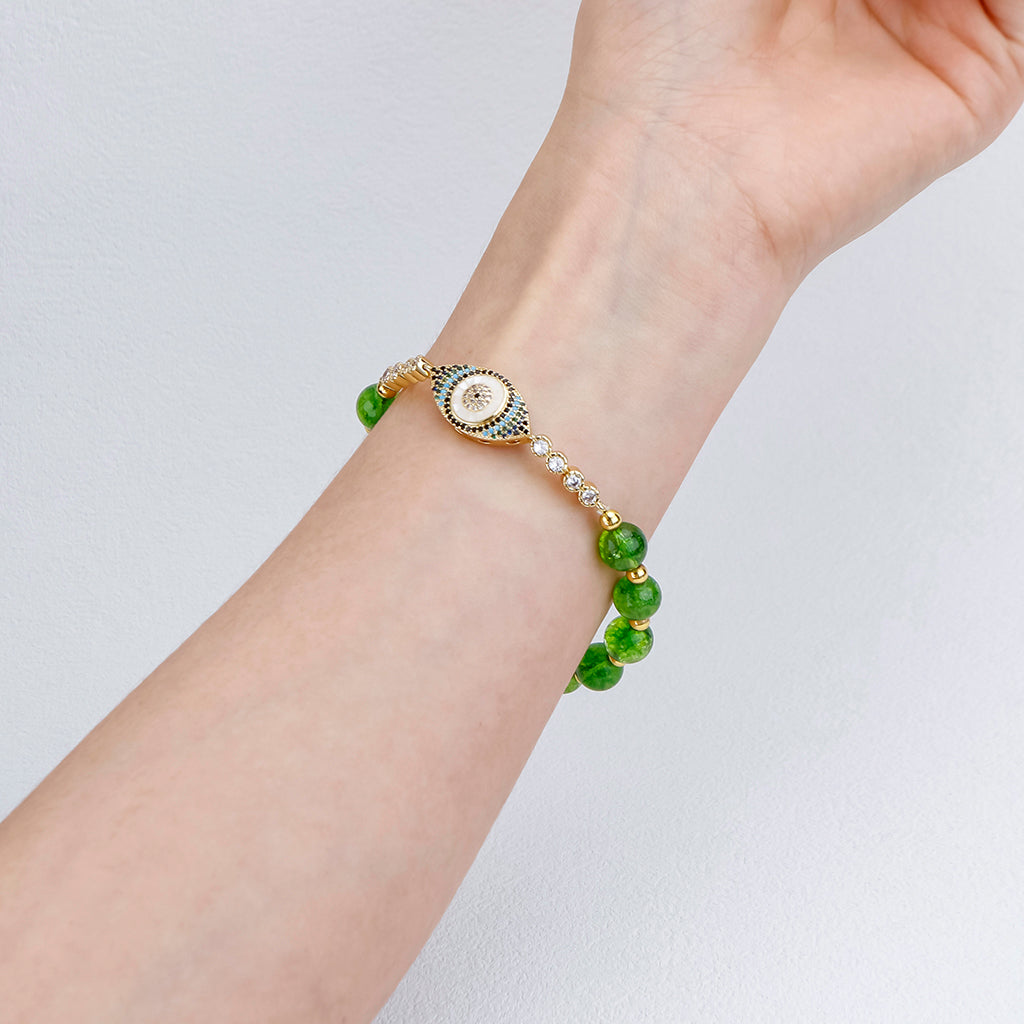 Olivine Evil Eye Bracelet-Good Fortune