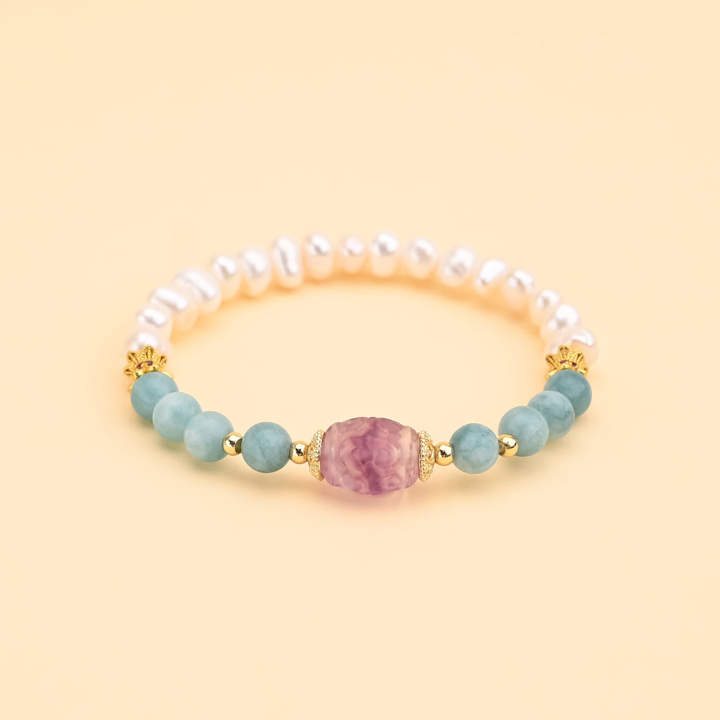 Pearl Jade Strawberry Quartz Bracelet