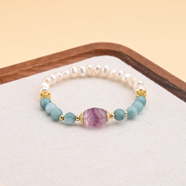 Pearl Jade Strawberry Quartz Bracelet