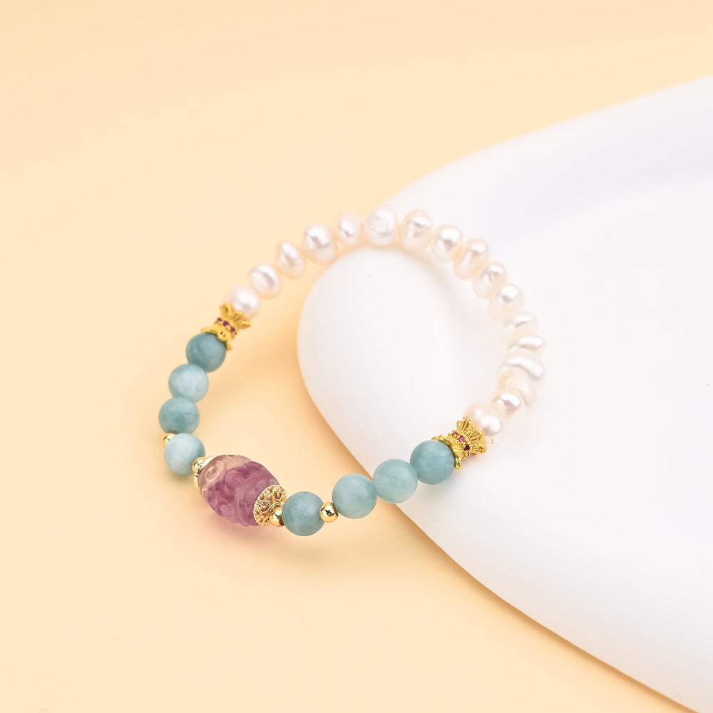 Pearl Jade Strawberry Quartz Bracelet
