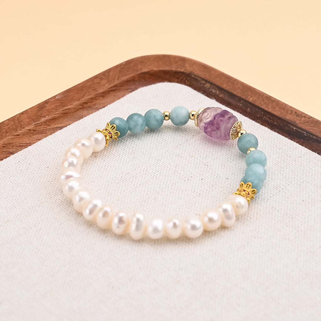 Pearl Jade Strawberry Quartz Bracelet