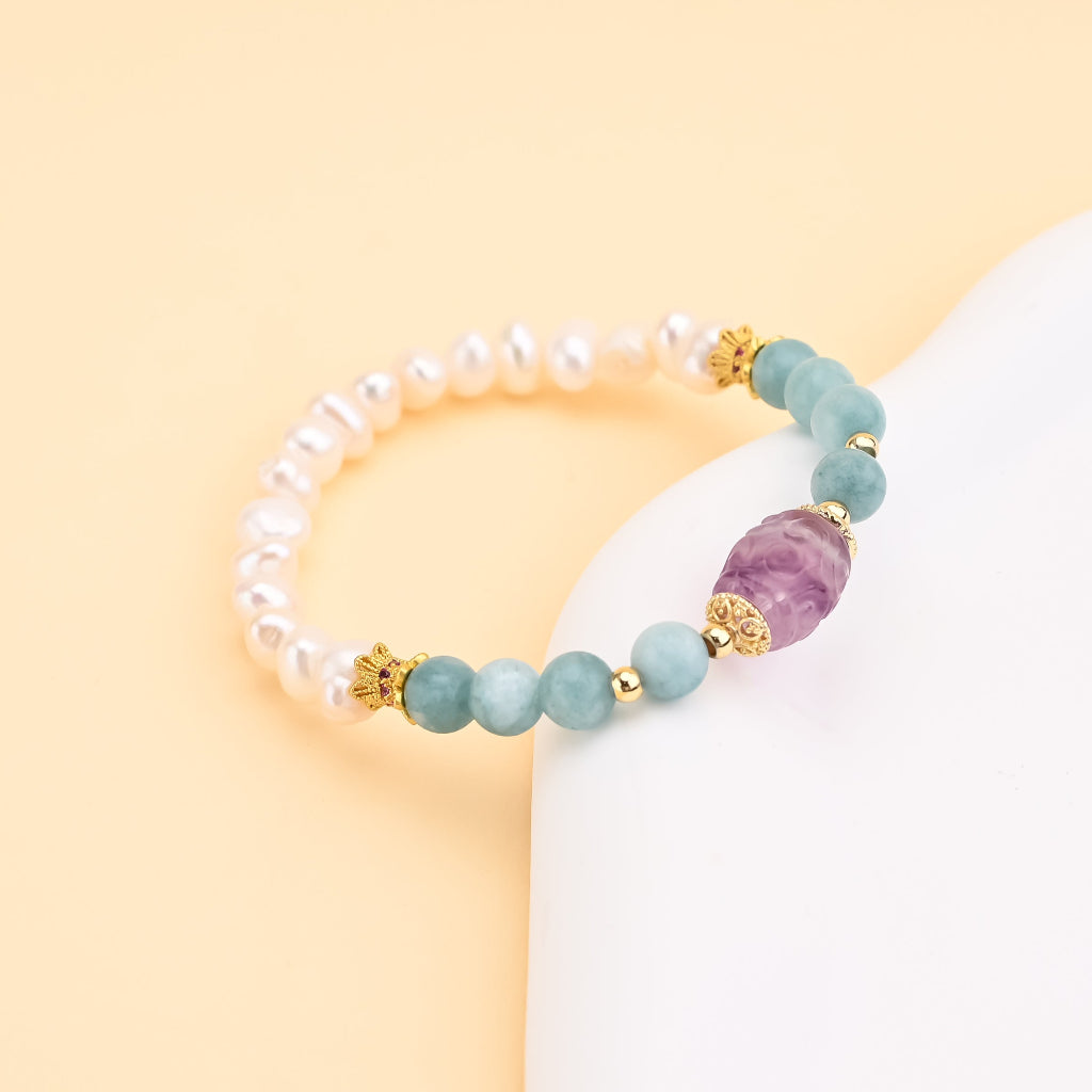 Pearl Jade Strawberry Quartz Bracelet