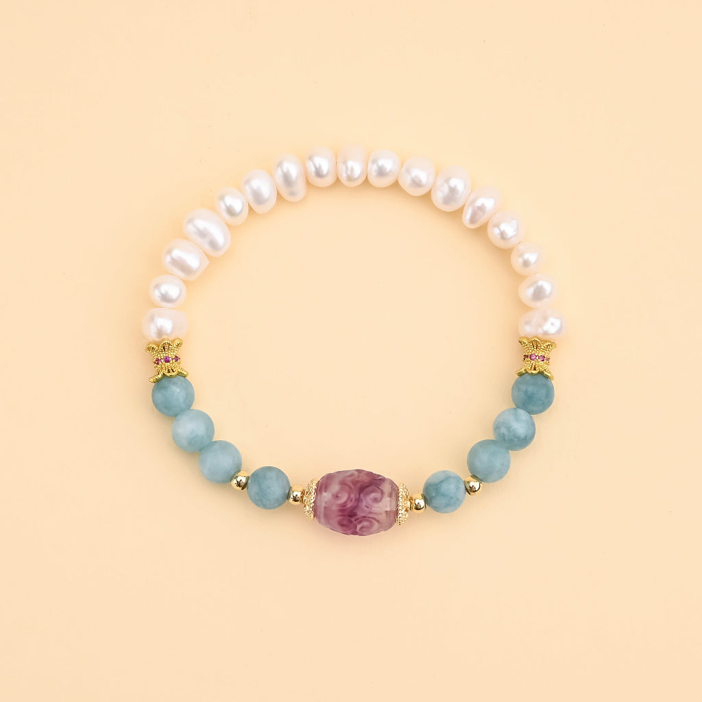 Pearl Jade Strawberry Quartz Bracelet