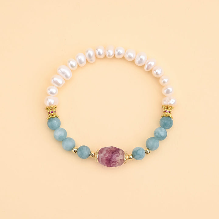 Pearl Jade Strawberry Quartz Bracelet