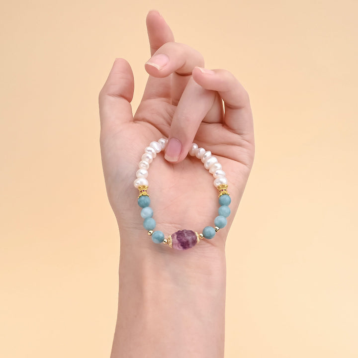 Pearl Jade Strawberry Quartz Bracelet