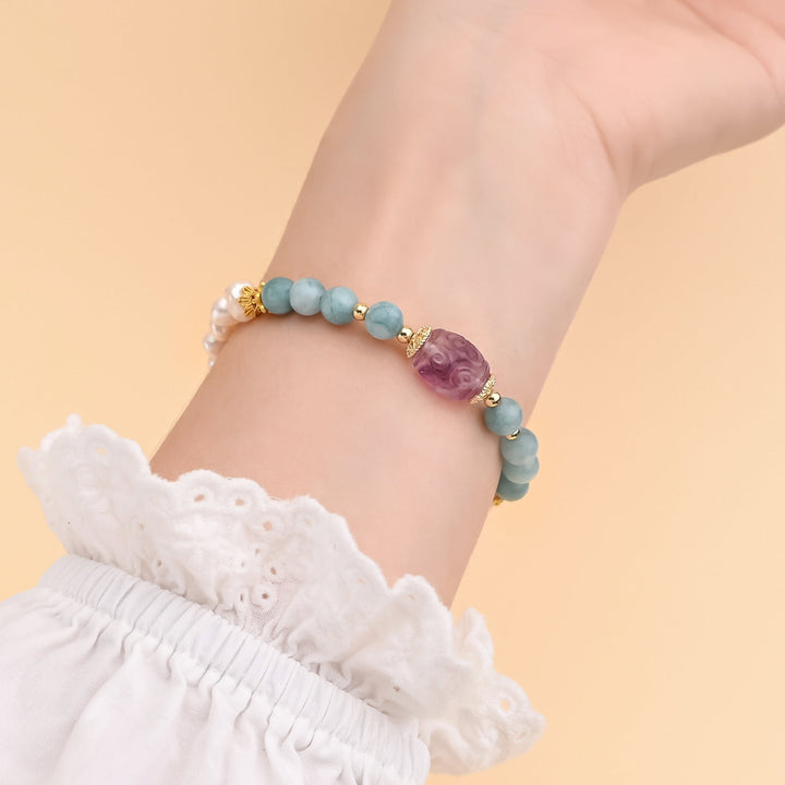 Pearl Jade Strawberry Quartz Bracelet