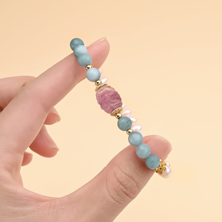 Pearl Jade Strawberry Quartz Bracelet