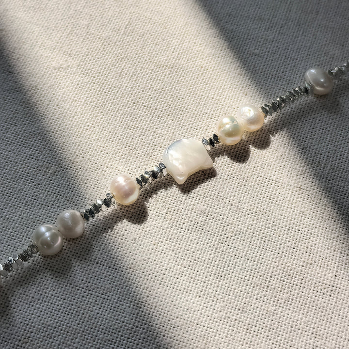 Pearl Silver Cat Bracelet