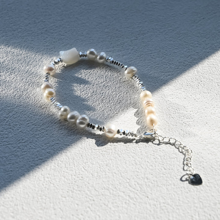 Pearl Silver Cat Bracelet