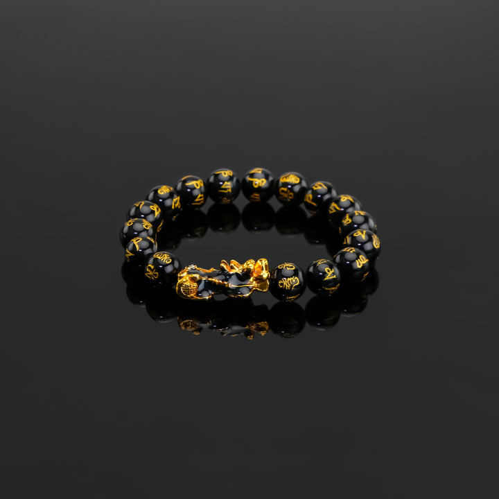 Bracelet de protection de richesse en obsidienne Pixiu