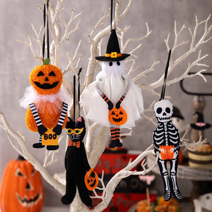 Pumpkin Black Cat Skull Ghost Decorations Set