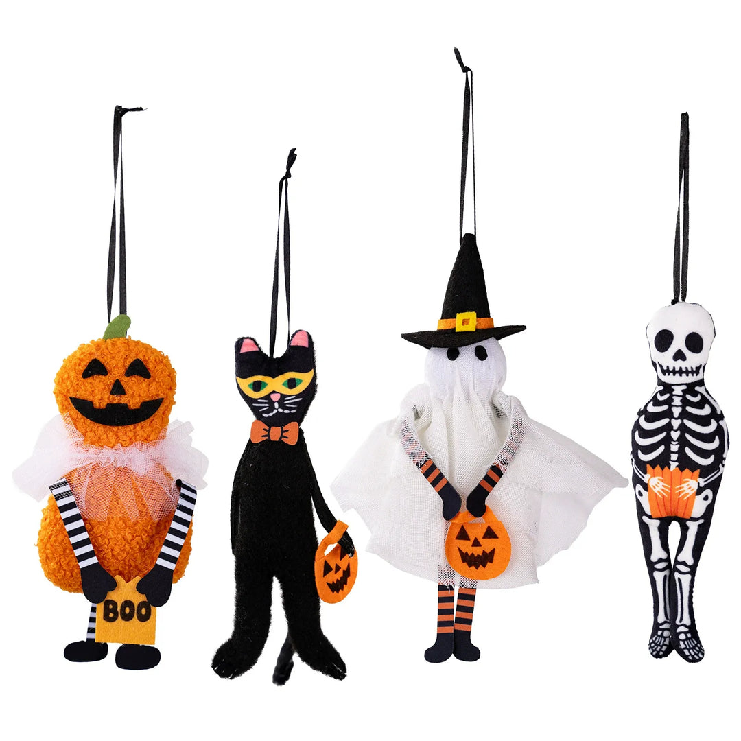 Pumpkin Black Cat Skull Ghost Decorations Set