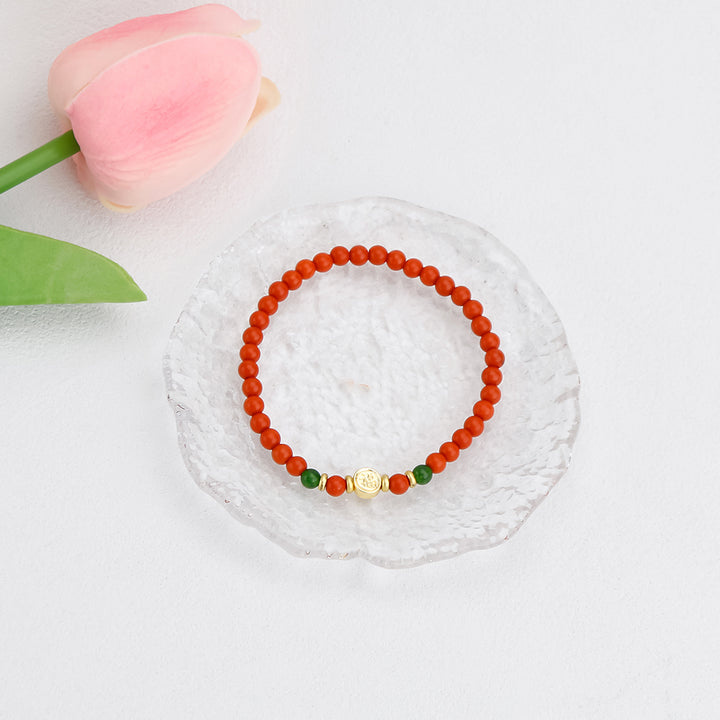 Pumpkin Ruby Jade Bracelet