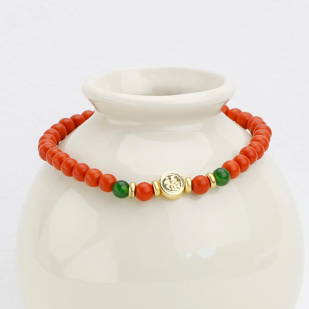 Pumpkin Ruby Jade Bracelet