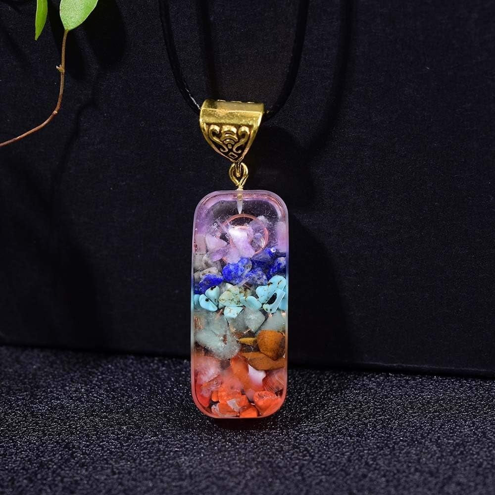 Rainbow Gemstone Chakra Resin Pendant