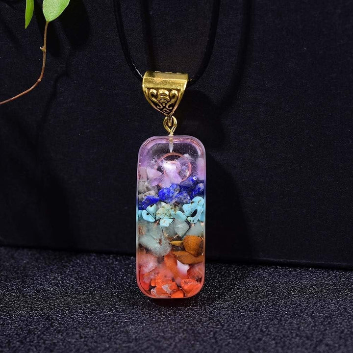 Rainbow Gemstone Chakra Resin Pendant