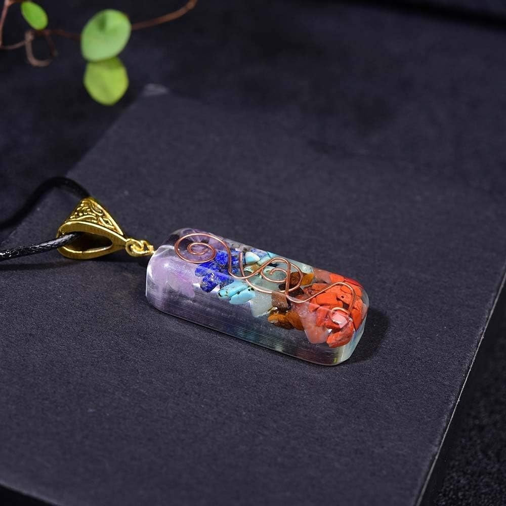 Rainbow Gemstone Chakra Resin Pendant