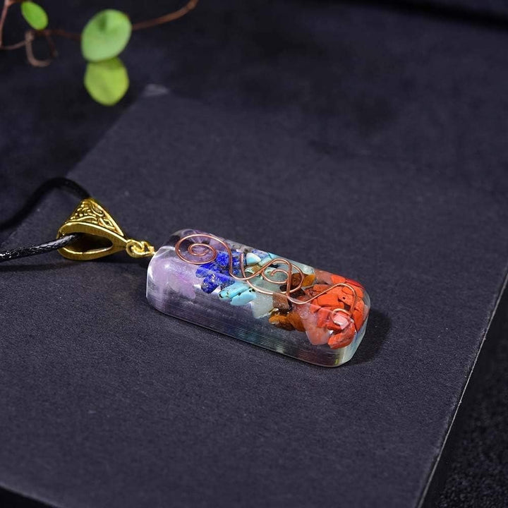 Rainbow Gemstone Chakra Resin Pendant
