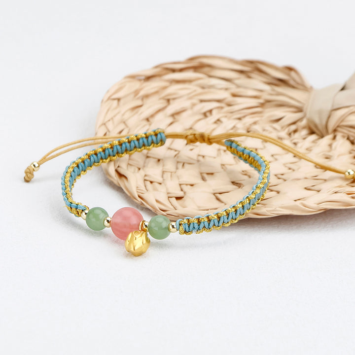Red Agate Jade Lotus String Bracelet-Calm