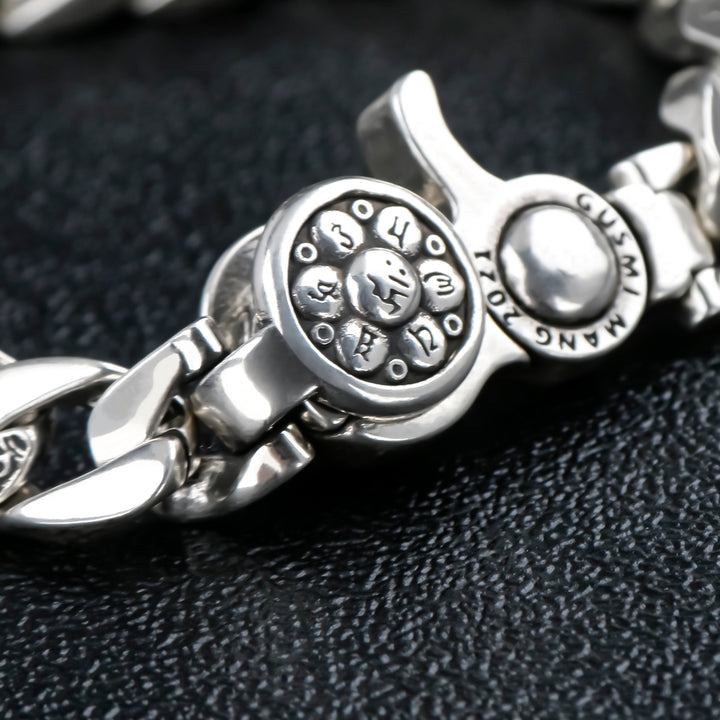 Silver Six Words Mantra Curb Chain Bracelet