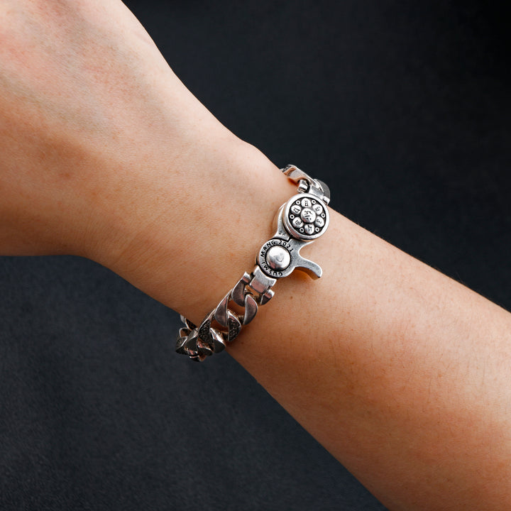Silver Six Words Mantra Curb Chain Bracelet