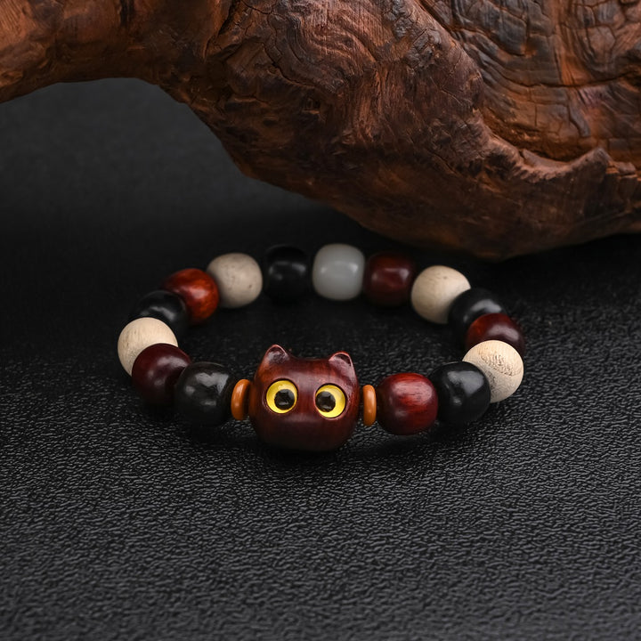 Small Leaf Red Sandalwood Cat Bracelet
