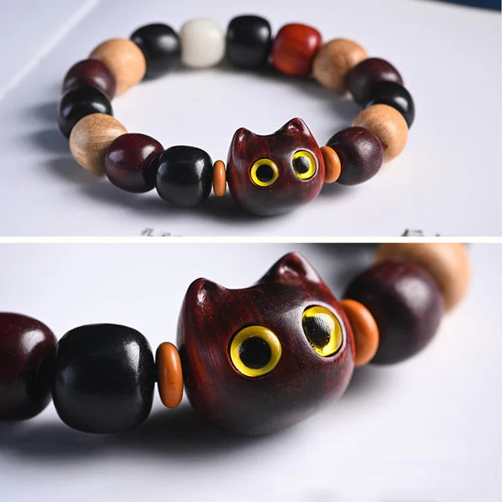 Small Leaf Red Sandalwood Cat Protection Bracelet