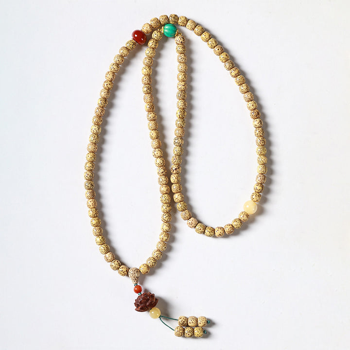 Tibetan 108-Bead Star & Moon Bodhi Mala Bracelet