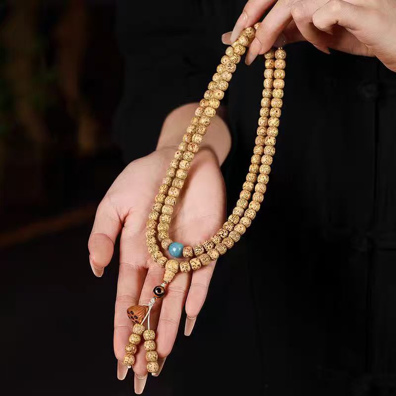 Tibetan 108-Bead Star & Moon Bodhi Mala Bracelet