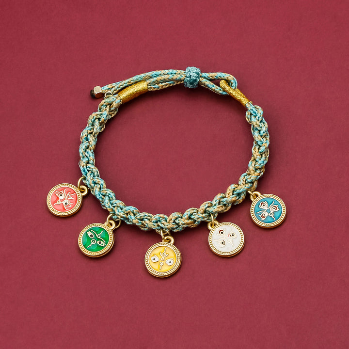 Tibetan Five God Of Wealth Luck Handcrafted Bracelet