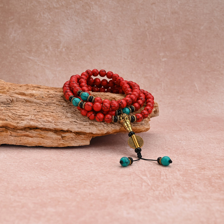 Tibetan Mala Red Turquoise Necklace Bracelet 