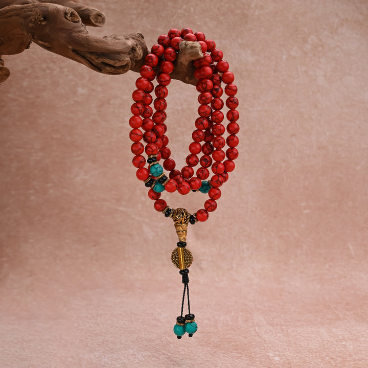 Tibetan Mala Red Turquoise Necklace Bracelet 