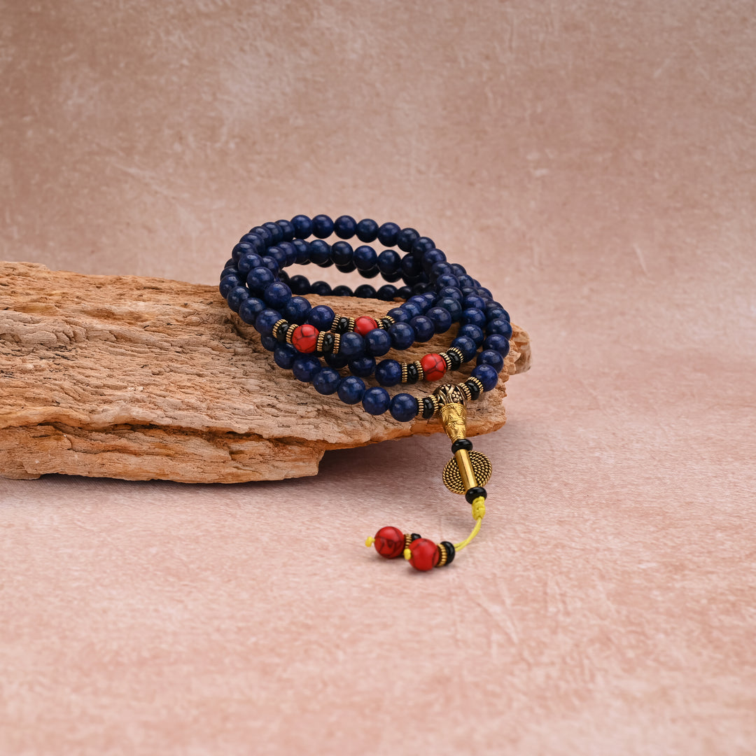 Tibetan Natural Imperial Lapis Lazuli 108 Mala Beads Bracelet