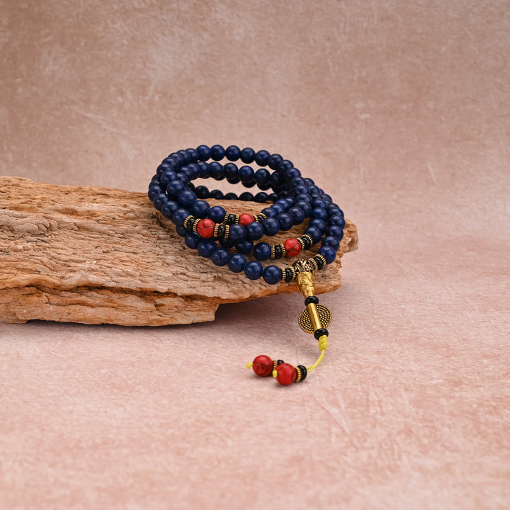 Tibetan Natural Imperial Lapis Lazuli 108 Mala Beads Bracelet