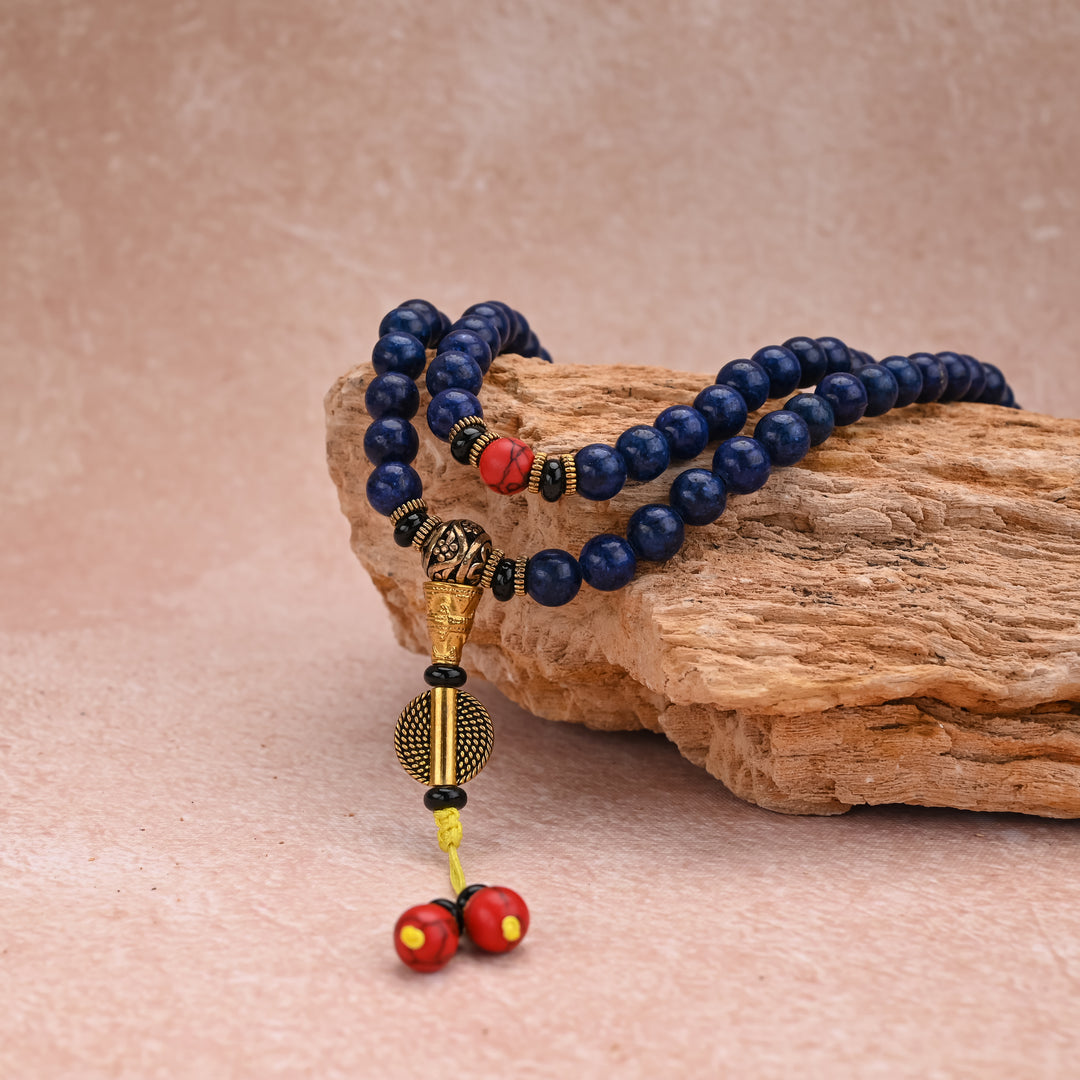 Tibetan Natural Imperial Lapis Lazuli 108 Mala Beads Bracelet
