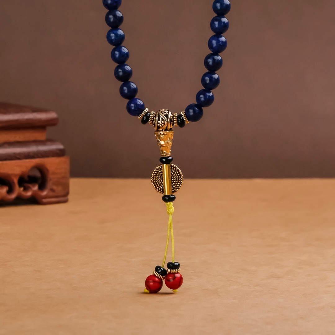 Tibetan Natural Imperial Lapis Lazuli 108 Mala Beads Bracelet