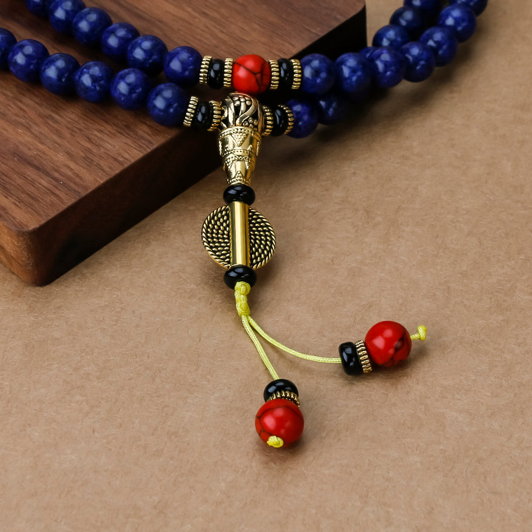 Tibetan Natural Imperial Lapis Lazuli 108 Mala Beads Bracelet