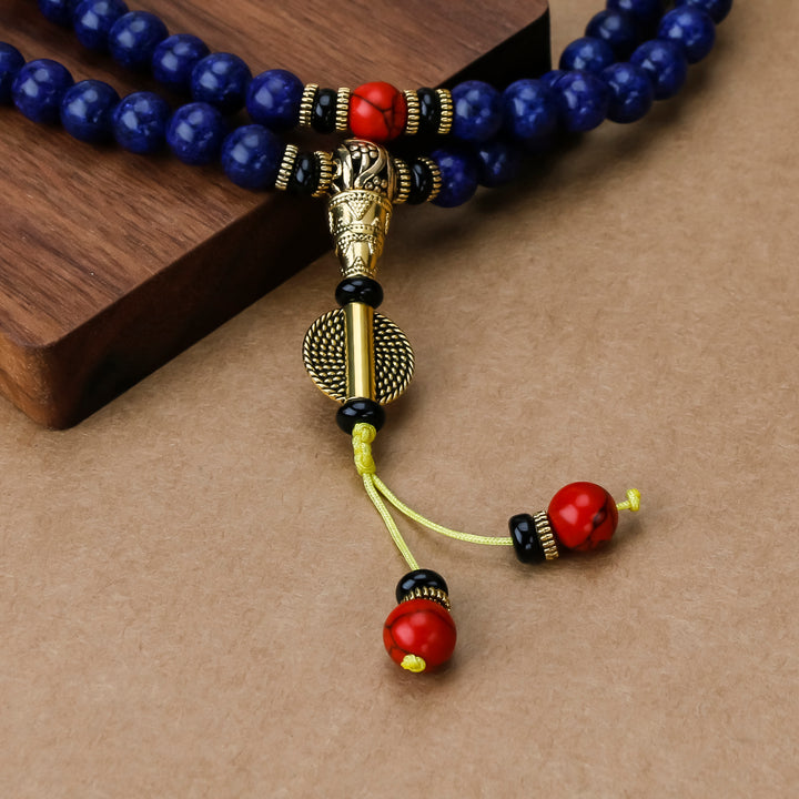 Tibetan Natural Imperial Lapis Lazuli 108 Mala Beads Bracelet