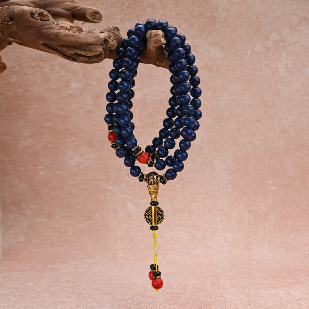 Tibetan Natural Imperial Lapis Lazuli 108 Mala Beads Bracelet