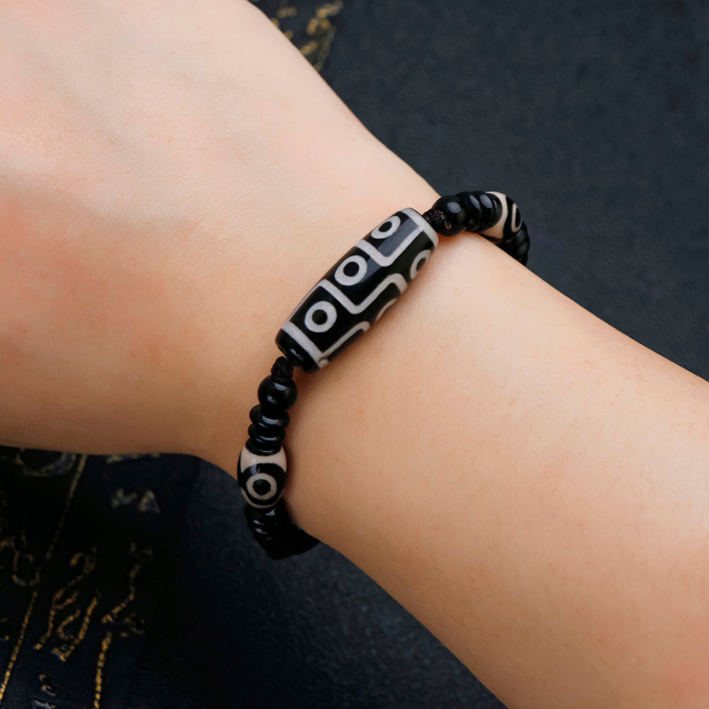 Tibetan Nine-Eye Dzi Bead Protection String Bracelet