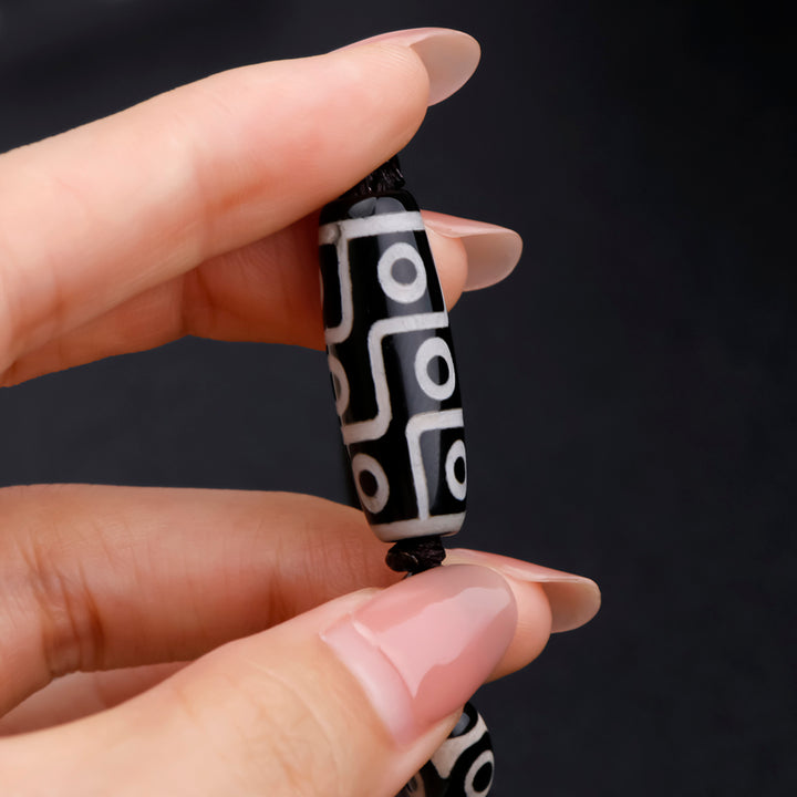 Tibetan Nine-Eye Dzi Bead Protection String Bracelet