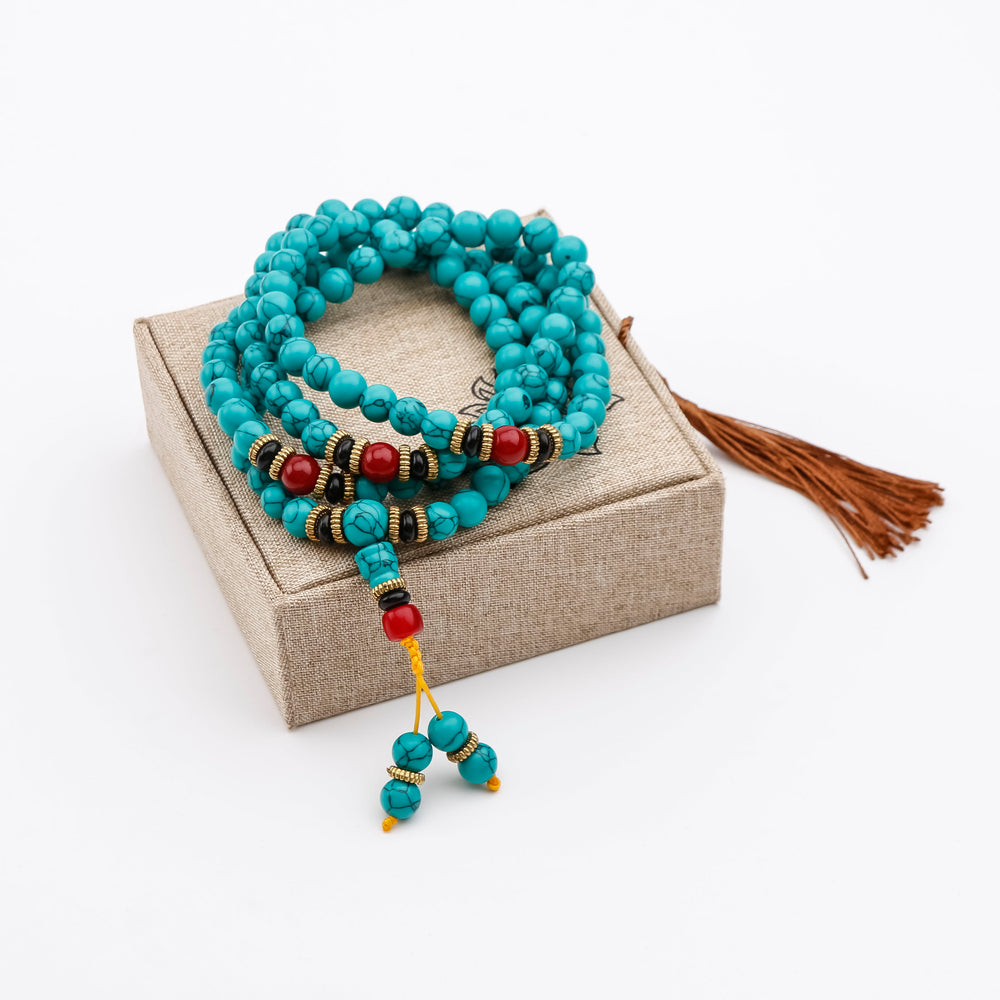 Tibetan Turquoise Healing Mala Bracelet