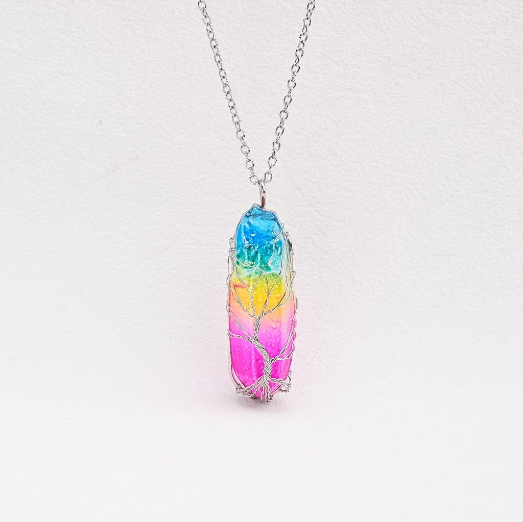 Tree of Life Crystal Chakra Necklace