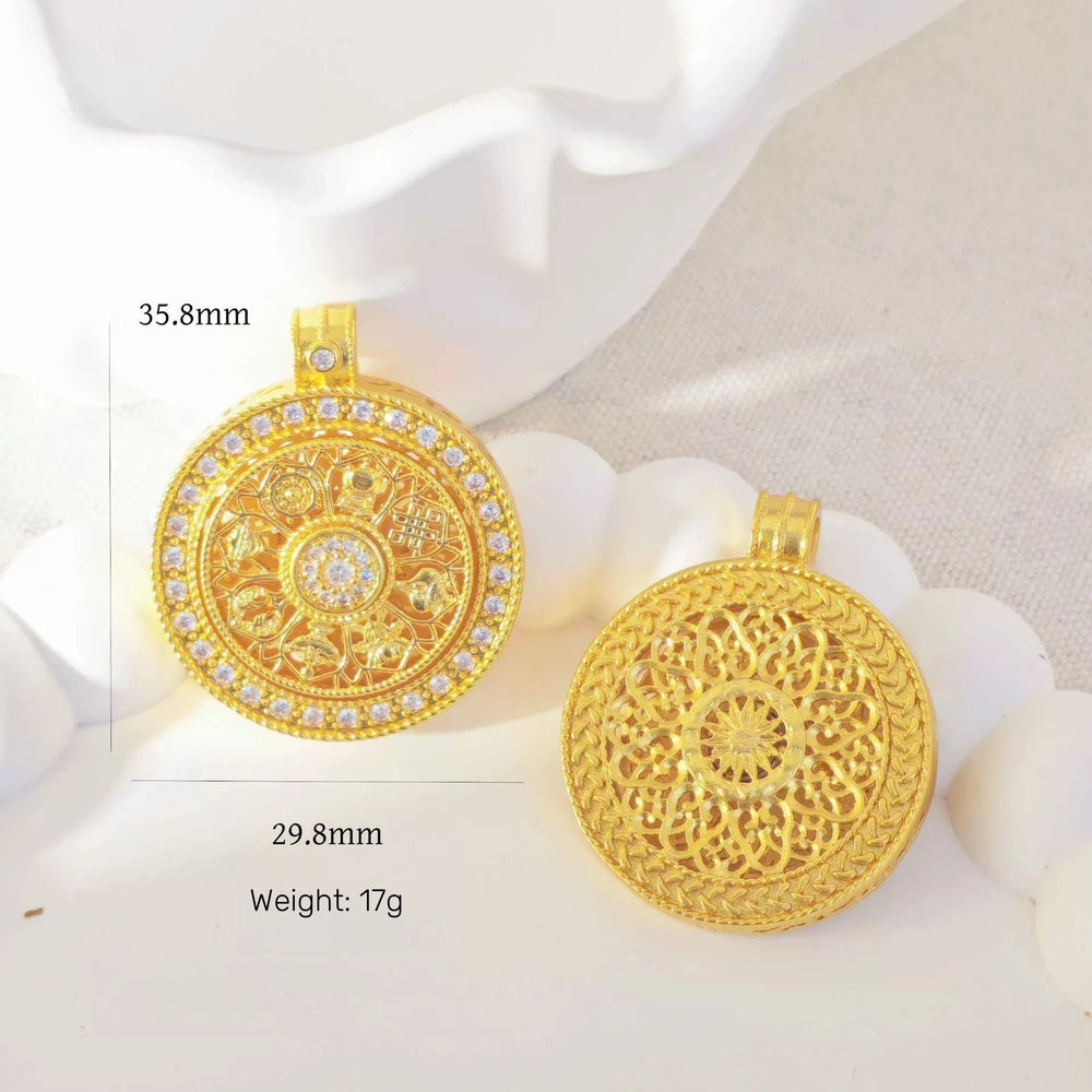 Turning Eight Treasures Compass Necklace