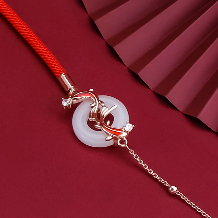 White Jade Double Koi Fish Bracelet